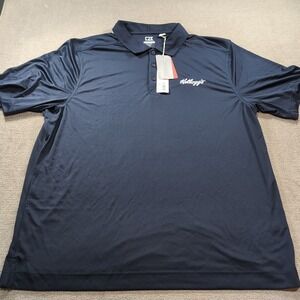 Kellogs Cutter & Buck XXL‎ Uniform Navy Blue Work Polo Shirt White Logo NWT